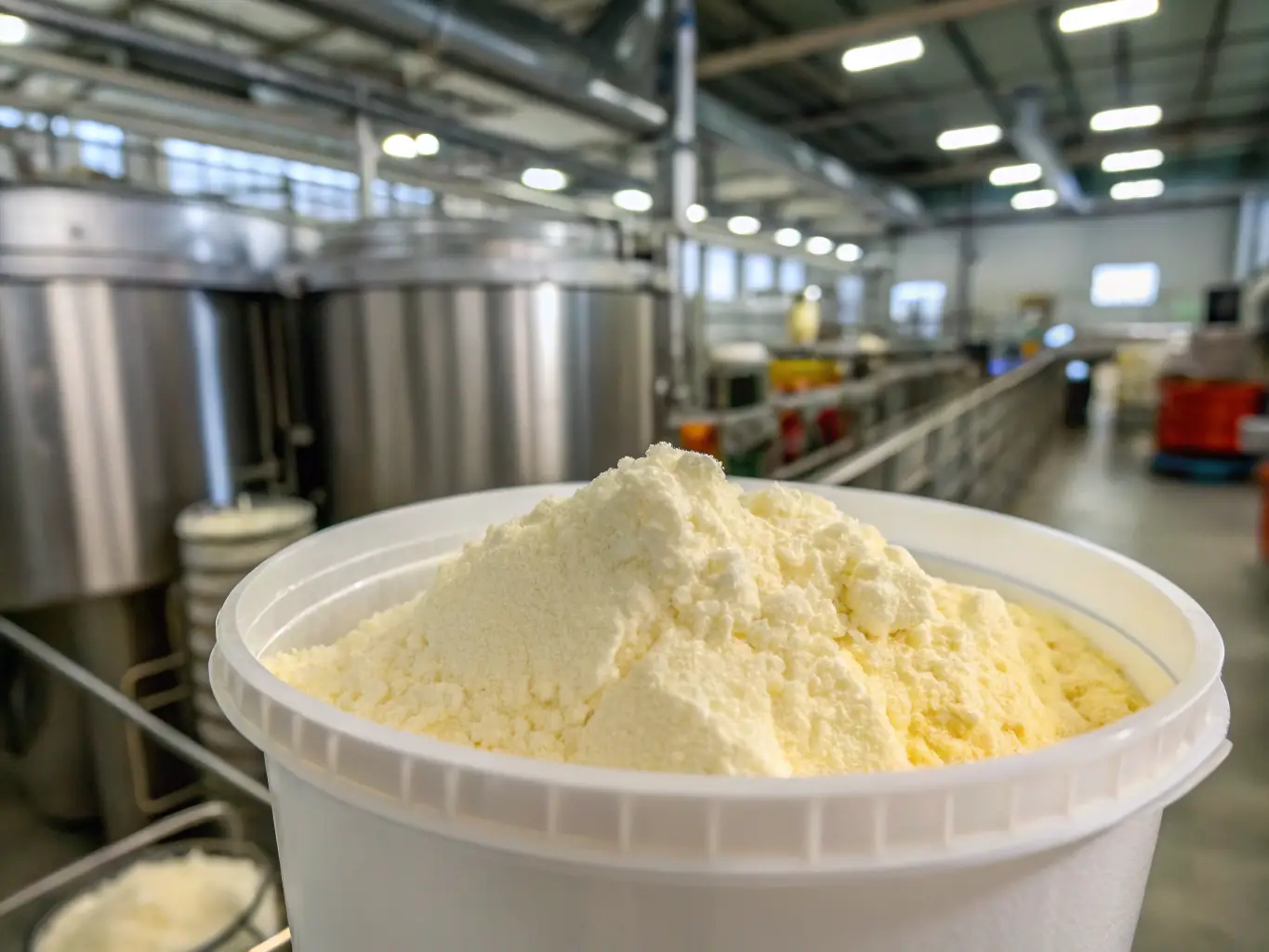 A professionally lit close-up shot of VGN Trading Co. P/L's premium milk powder packaging, highlighting the product's texture and quality, set against a clean, modern background.